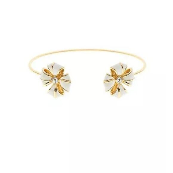 Ted Baker Rosenna Double Rosette Cuff White Enamel Gold Tone Bracelet - Picture 7 of 7